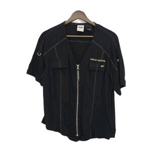 Harley Davidson Motorcycles Womens Zip Front Shirt Black Size Large